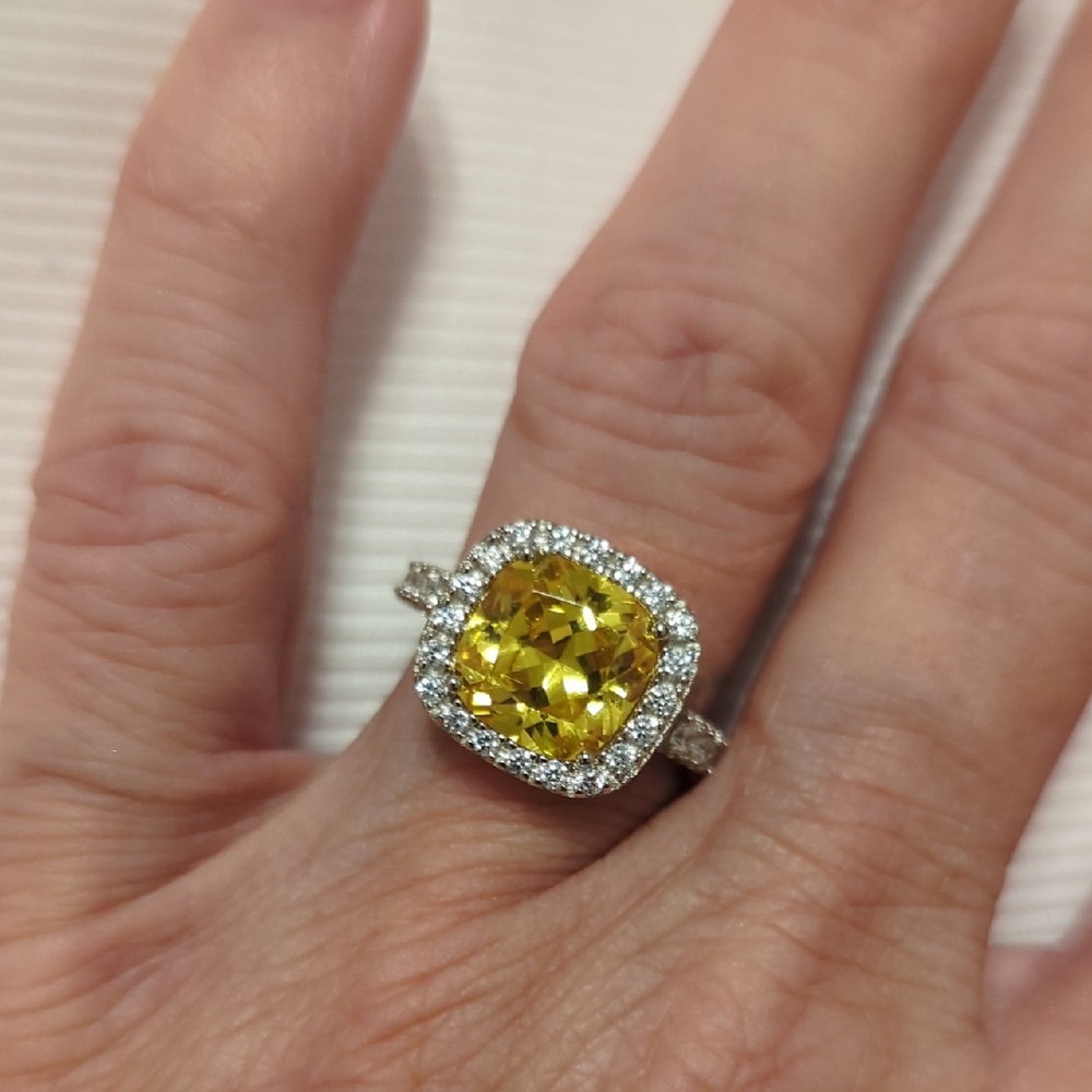 Elegant Yellow Gemstone Silver Ring